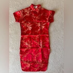 Red Floral Cheongsam Dress